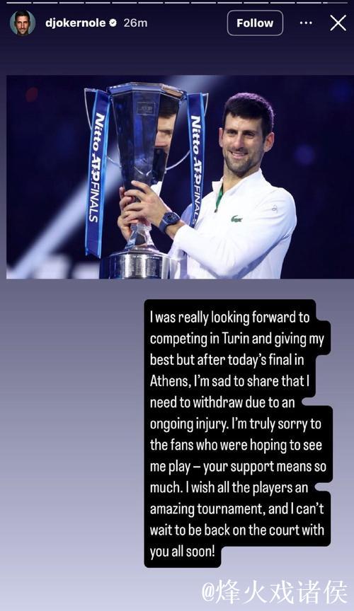 ATP雅典站：德约科维奇2-1逆转取胜，斩获职业生涯第101冠